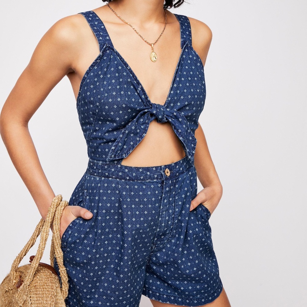 Free People Denim Romper